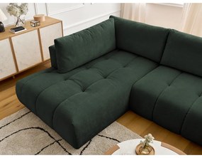 Zöld kinyitható-tárolóhelyes sarokkanapé (bal oldali-U alakú) Fuji – Bobochic Paris