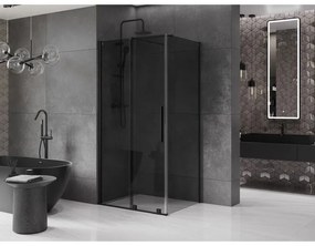 Mexen Velar, tolĂłajtĂłs zuhanykabin 140 x 100 cm, 8mm szĂŒrke ĂŒveg, fekete matt, 871-140-100-41-70