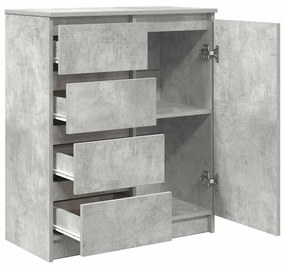 betonszürke szerelt fa tálalószekrény fiókos 71x35x84 cm