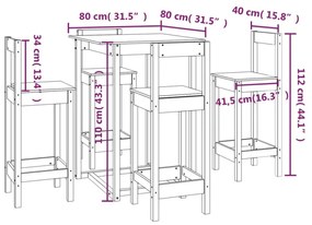 5 részes tömör fenyőfa bárszett
