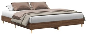 barna tölgyszínű szerelt fa ágykeret matrac nélkül 200 x 200 cm