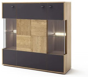 Valencia komód tölgy, antracit 124 cm