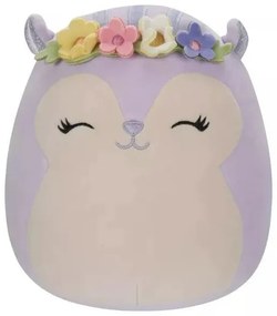 Squishmallows 20 cm - Sydnee a lila mókus, virágos koronával