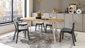 Mazzoni ALDO Artisan tölgy/bézs lábak - BŐVÍTHETŐ KEREK ASZTAL „Y” ALAKÚ LÁBAKKAL LOFT/IPARI STÍLUSÚ NAPPALIBA/ÉTKEZŐBE