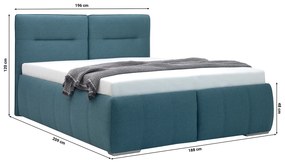 Franciaágy  180 cm Isuna (kék)  (ágyráccsal) (tárolóhellyel). 1100763