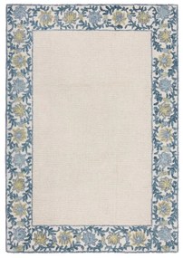 Kék-elefántcsont színű kézi szövésű gyapjúkeverék szőnyeg 160x230 cm Myla Floral Frame – Flair Rugs