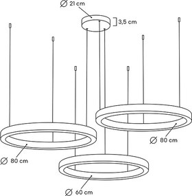 King Home RING MSE0000608080 Függőlámpa 3x1x38W|2x50W/LED 3000K 3040LM-4000LM IP20