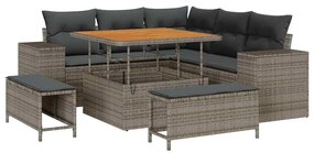 vidaXL Kerti Kanapé Szett párnával 8 pcs Szürke polirattan