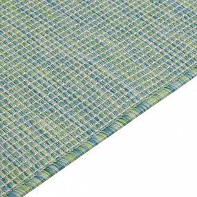 türkizkék lapos szövésű kültéri szőnyeg 80 x 250 cm