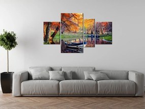 Gario Órás falikép Romantikus város a tónál - 4 részes Méret: 120 x 70 cm