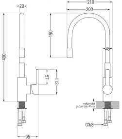 Mexen FLEX - Magas csap / mosogató, fekete, 670900-70