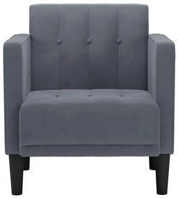 sötétszürke bársony kanapészék karfás szék 53 cm