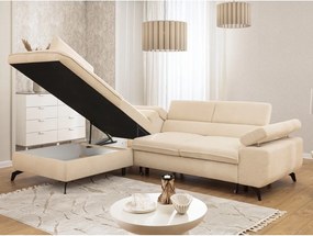 Krémszínű zsenília sarokkanapé (bal oldali-L alakú) Marbeya – Ropez