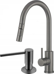 Konyhai csaptelep Gun Grey Szürke Acél kifolyócső Ww adagoló