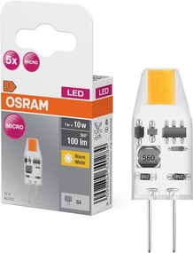 5 darabos szett LED PIN MICRO G4 izzó, 1W, 12V, 2700K - Osram