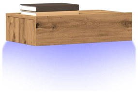 2 db kézműves tölgyszínű TV-szekrény LED-lámpákkal 60x35x15,5cm