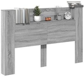 szürke sonoma színű áthidalószekrény LED-ekkel 160x16,5x103,5cm