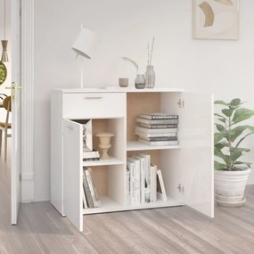 magasfényű fehér szerelt fa tálalószekrény 80 x 36 x 75 cm