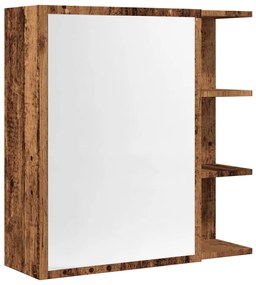 antik fa színű szerelt fa tükrös szekrény 62,5 x 20,5 x 64 cm