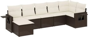 vidaXL 7 részes barna polyrattan kerti ülőgarnitúra párnákkal