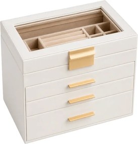Ékszerdoboz ELEGANT CASE 25,1x21,5x15,3 cm műbőr, bézs