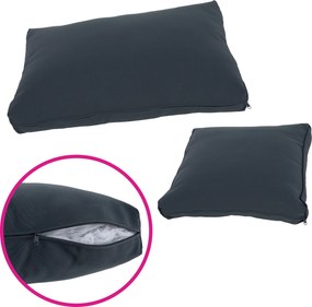 Kerti rattan szett, akácfa, fekete/szürke/természetes, MALKOM