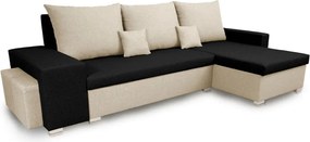 PETR Kinyitható sarokkanapé Fekete/krém