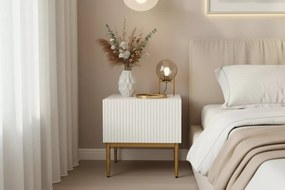 Nicole éjjeliszekrény készlet 2 db-os - fehér matt / arany lábak