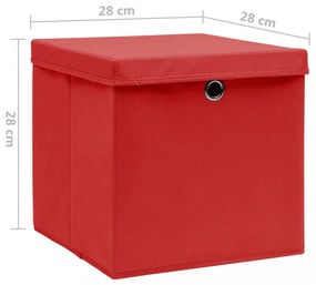 10 db piros fedeles tárolódoboz 28 x 28 x 28 cm