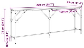 Konzolasztal Régi Fa 200x29x75 cm MDF
