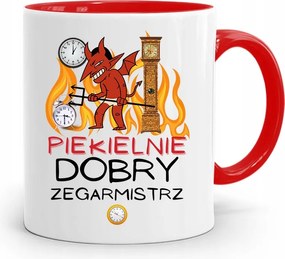 Piros Óramester Bögre Pokolian Jó, fényképes nyomattal