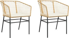 vidaXL 2 db barna polyrattan kerti szék párnákkal