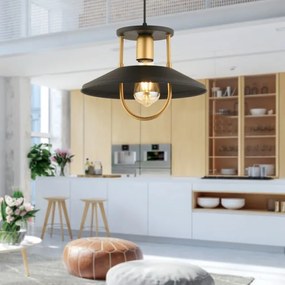 Csillár zsinóron 1xE27/40W/230V fekete/arany