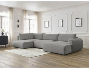 Sötétszürke kordbársony kinyitható sarokkanapé (jobb oldali-U alakú) Lucien – Bobochic Paris