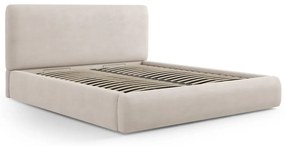 Bézs kárpitozott ágyneműtartós franciaágy ágyráccsal 140x200 cm Colonel – Cosmopolitan Design