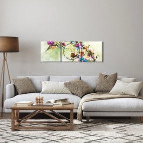 Kép - Virág festménye (órával) (90x30 cm)