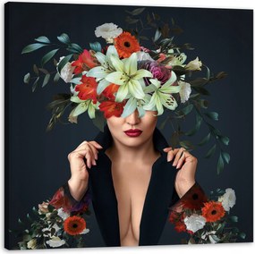 Vászonkép Virágok Nő Szépség Természet 90X90 cm Ajándéknak is tökéletes