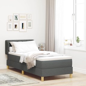 Boxspring Ágy Matraccal Sötétszürke Színben, 80x200 cm, Szövet
