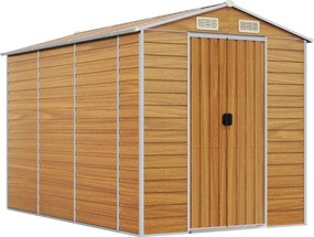 vidaXL világosbarna horganyzott acél kerti fészer 191 x 300 x 198 cm