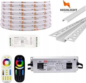 10m Homlokzati szett Led szalag Cob Rgb+cct 16W 24V IP65 Profil Ezüst