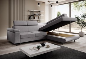 Kinyitható ülőgarnitúra, világosszürke, jobbos, JOGI ROH