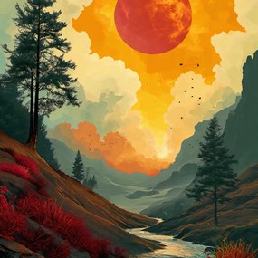 Poszter 50x50cm Vad folyó Alkonyat