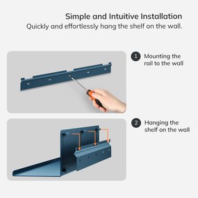 Fali polc JOANNE 700 mm, Modern: sötétkék