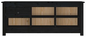 fekete tömör fenyőfa cipősszekrény 110 x 38 x 45,5 cm