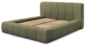 Zöld kárpitozott ágyneműtartós franciaágy ágyráccsal 140x190 cm Denali – Bobochic Paris
