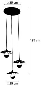 Rusztikus lógólámpa fekete kötéllel 3-lámpás - Leia
