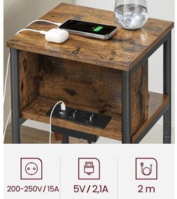 ROD kisasztal beépített fiókokkal és USB-csatlakozókkal barna/fekete