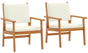 vidaXL Kerti Szék párnával 2 pcs Krémszín Tömör Akácfa