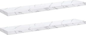 vidaXL Falpolc tárolóval 2 pcs Fehér márvány 120 x 23,5 x 4 cm Faanyag