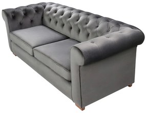 Oxford Chesterfield Kihúzható kanapé, 3 személyes 88x216x75 cm, antracitszürke